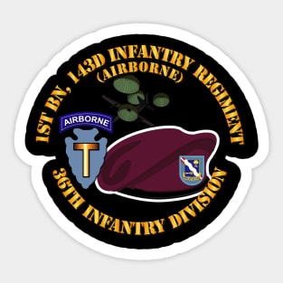 36th Airborne Div - Beret - Mass Tac - Maroon  - 1 - 143rd INF Sticker